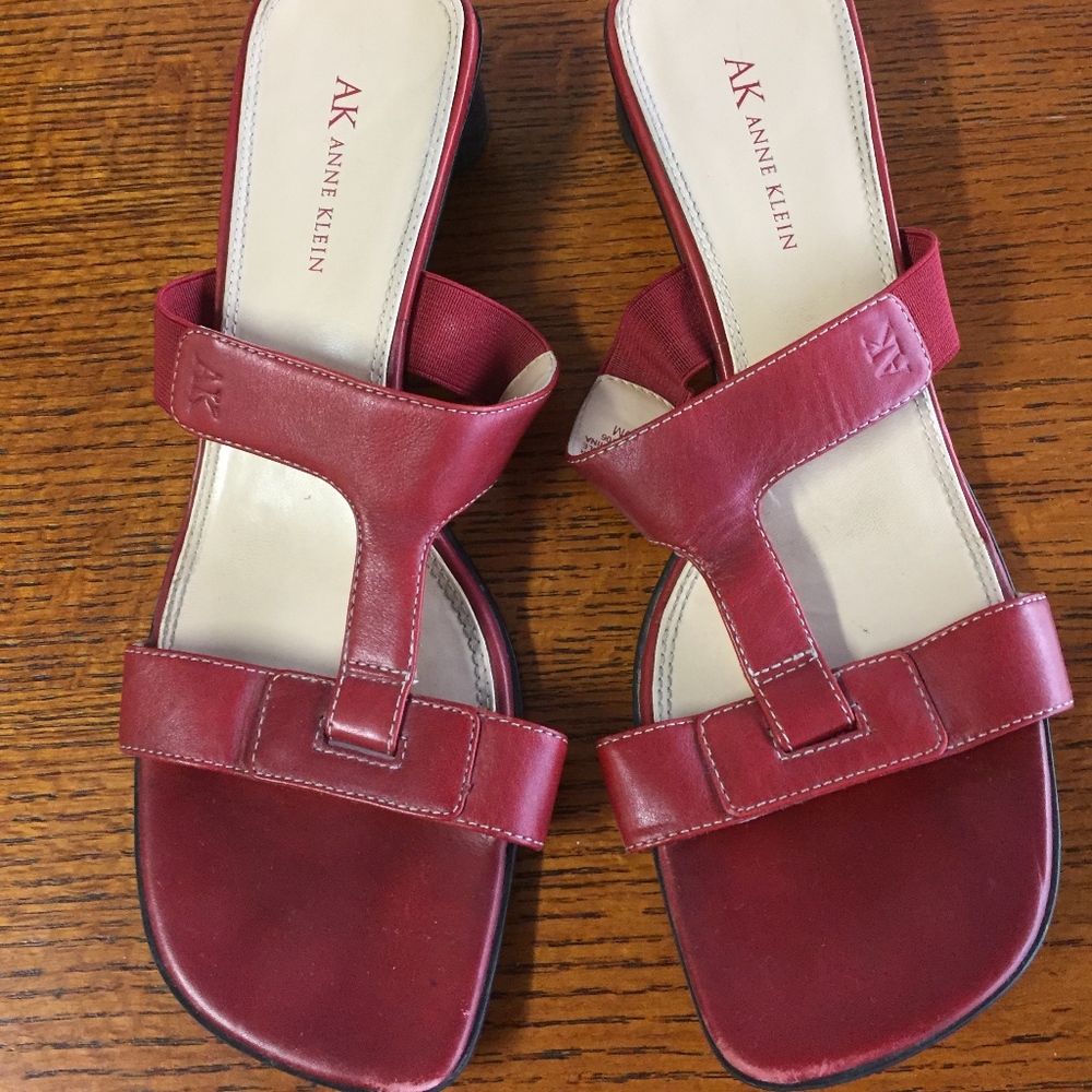 Red Leather Anne Klein Sandals